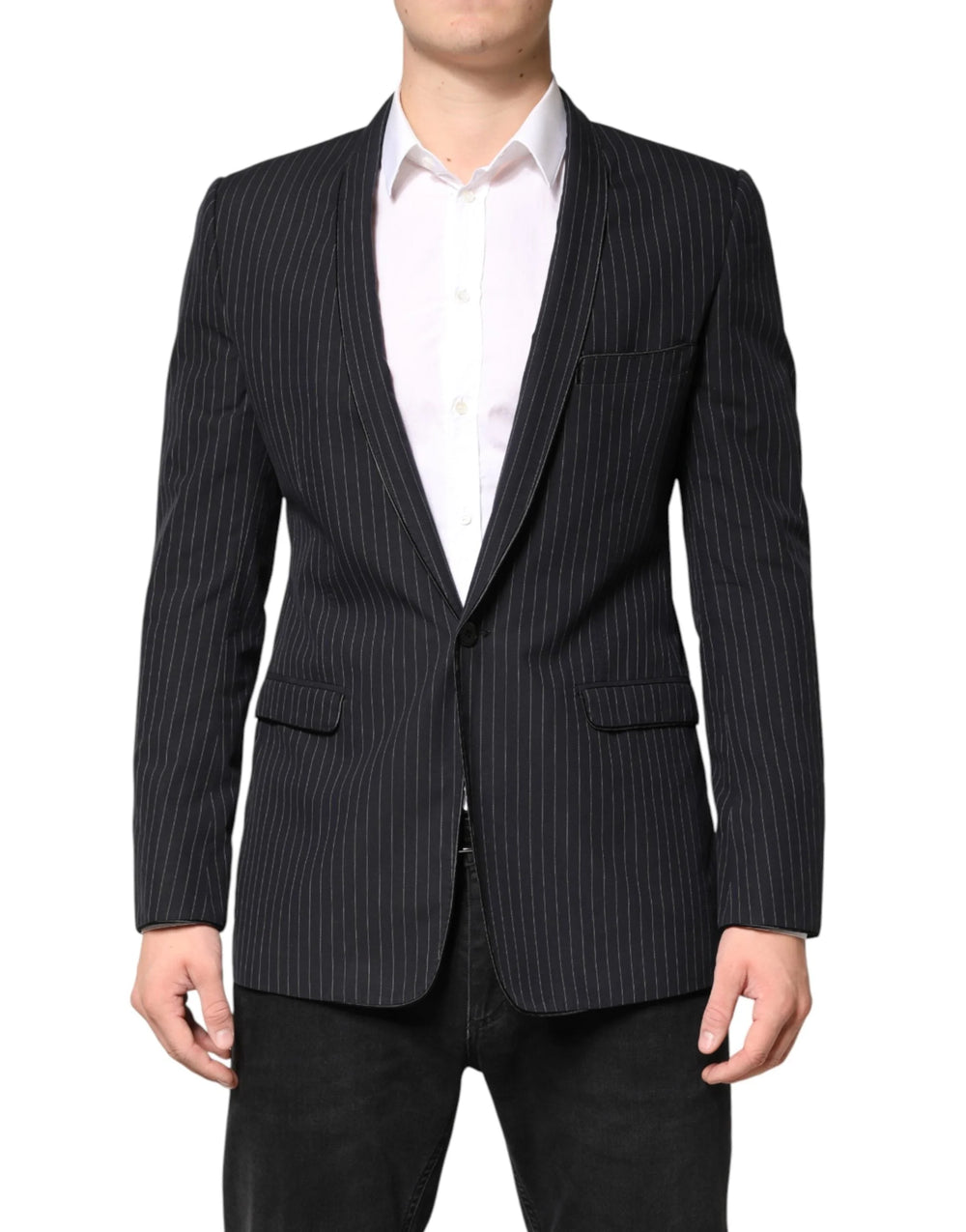 Dolce & Gabbana Black Stripes 1 Button Suit Jacket Blazer - IT48 | M