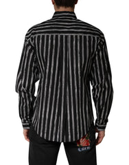 Dolce & Gabbana Black Stripes Cotton Men Formal Dress Shirt - IT40 | M