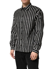 Dolce & Gabbana Black Stripes Cotton Men Formal Dress Shirt - IT40 | M