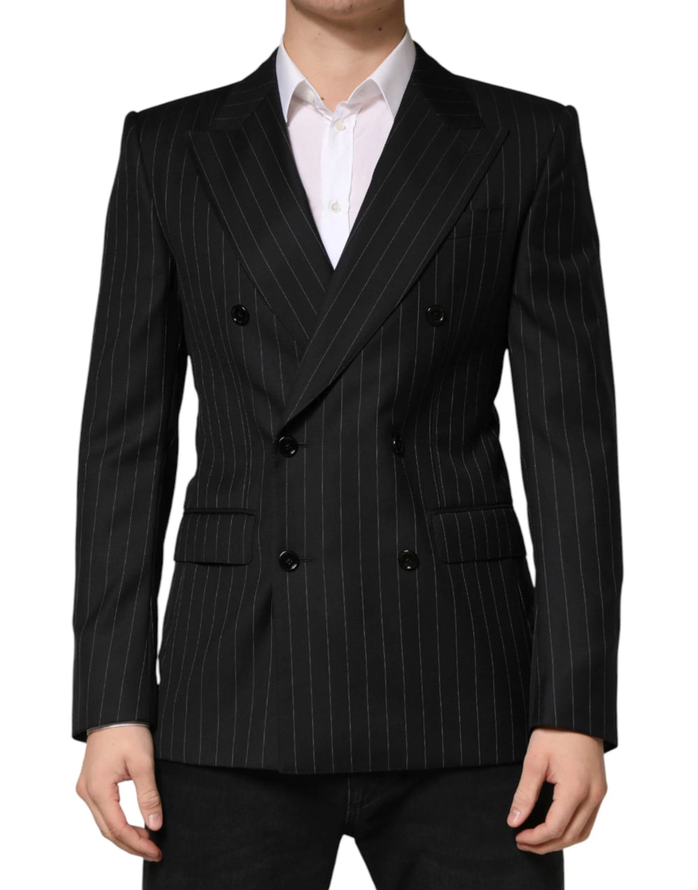 Dolce & Gabbana Black Stripes Double Breasted 2Button Blazer - IT48 | M