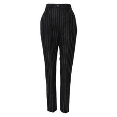 Dolce & Gabbana Black Stripes High Waist Tapered Pants - IT40|S - Trousers