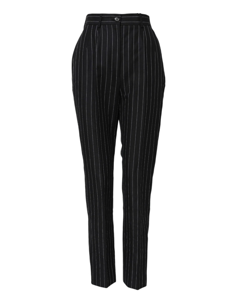 Dolce & Gabbana Black Stripes High Waist Tapered Pants - IT40|S - Trousers