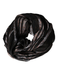 Dolce & Gabbana Black Stripes Silk Wrap Shawl Stole 193cm x 131cm Scarf