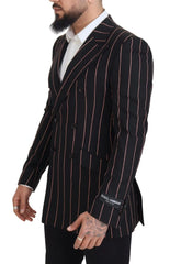 Dolce & Gabbana Black Stripes Viscose Double Breasted Blazer - 48 | M - Sport Jackets