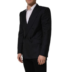 Dolce & Gabbana Black Stripes Wool Double Breasted Jacket - IT50 | L