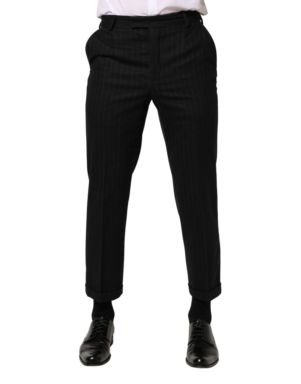 Dolce & Gabbana Black Stripes Wool Dress Formal Trouser Pants - IT46 | S