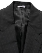 Dolce & Gabbana fekete csikos gyapju egysoros blézer