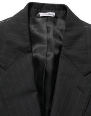 Dolce & Gabbana Black Stripes Wool Single Breasted Blazer