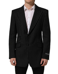 Dolce & Gabbana Black Stripes Wool Single Breasted Blazer - IT54 | XL