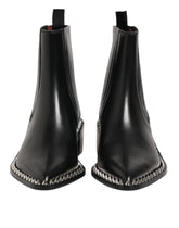 Dolce & Gabbana Black Studded Chelsea Short Ankle Boots Shoes - Boots