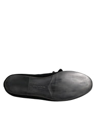 Dolce & Gabbana Black Suede Cotton Rose Slip On Loafers Shoes - EU43/US10