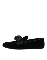 Dolce & Gabbana Black Suede Cotton Rose Slip On Loafers Shoes - EU43/US10