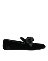Dolce & Gabbana Black Suede Cotton Rose Slip On Loafers Shoes - EU43/US10 - Flats