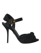 Dolce & Gabbana Black Suede Embellished Heels Sandals Shoes - Sandals