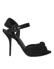 Dolce & Gabbana Black Suede Embellished Heels Sandals Shoes - Sandals
