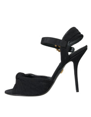 Dolce & Gabbana Black Suede Embellished Heels Sandals Shoes - EU36.5/US6
