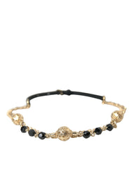 Dolce & Gabbana Black Suede Gold Chain Crystal Waist Belt - Belts