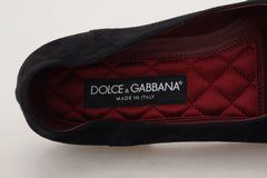 Dolce & Gabbana Black Suede Gold Cross Slip On Loafers Shoes - Flats