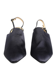 Dolce & Gabbana Svarta Mocka Klackar Slingbacks Skor - EU40/US9.5
