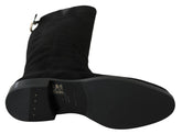 Dolce & Gabbana Black Suede Knee High Flat Boots Shoes - EU35/US4.5
