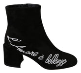 Dolce & Gabbana Black Suede L’Amore E’Bellezza Boots Shoes - EU35/US4.5 - Boots