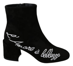 Dolce & Gabbana Black Suede L’Amore E’Bellezza Boots Shoes - EU35/US4.5 - Boots