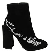 Dolce & Gabbana Black Suede L’Amore E’Bellezza Boots Shoes - EU35/US4.5 - Boots