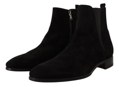 Dolce & Gabbana Black Suede Leather Chelsea Mens Boots Shoes - Boots