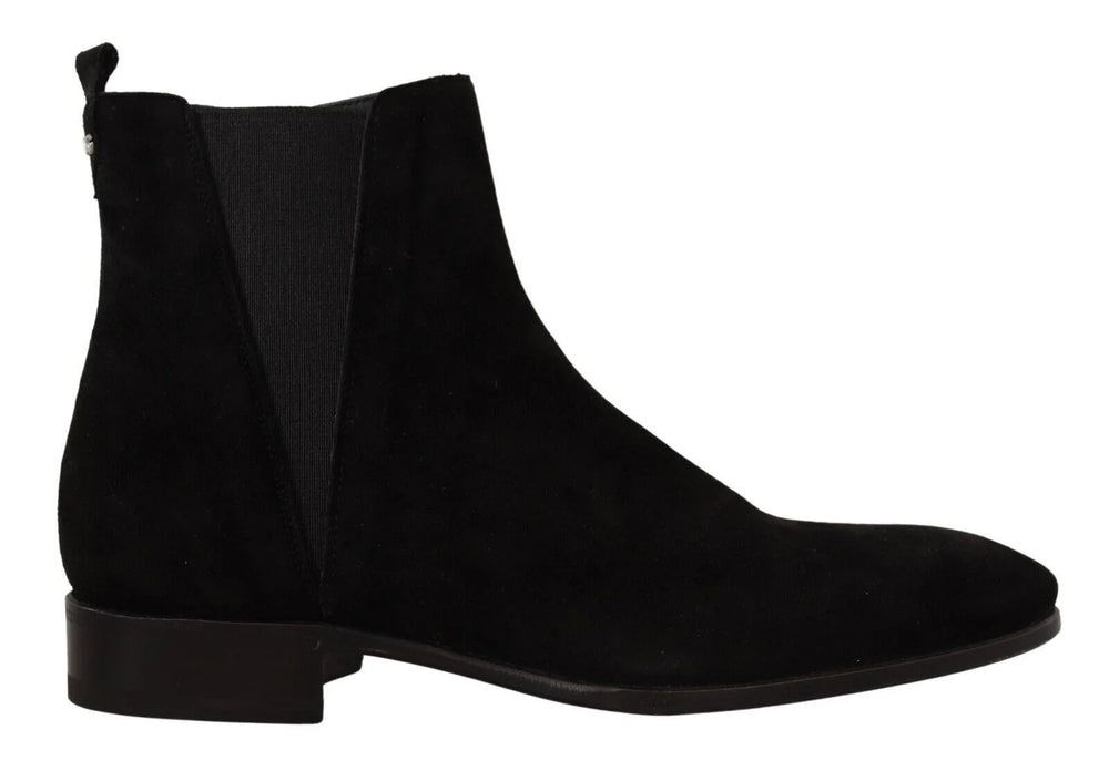 Dolce & Gabbana Black Suede Leather Chelsea Mens Boots Shoes - Boots