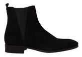 Dolce & Gabbana Black Suede Leather Chelsea Mens Boots Shoes - Boots