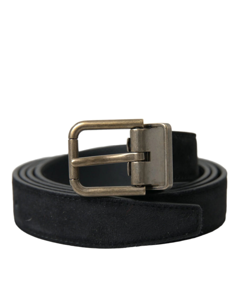 Dolce & Gabbana Black Suede Leather Gold Metal Buckle Belt - 110 cm / 44 Inches - Belts