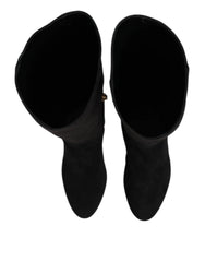 Dolce & Gabbana Black Suede Leather Knee High Boots Shoes - EU35.5/US5