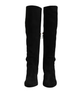 Dolce & Gabbana Black Suede Leather Knee High Boots Shoes - EU35.5/US5