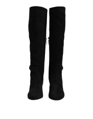 Dolce & Gabbana Black Suede Leather Knee High Boots Shoes - EU35.5/US5