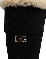 Dolce & Gabbana Black Suede Leather Knee High Boots Shoes - EU36.5/US6