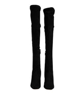 Dolce & Gabbana Black Suede Leather Knee High Boots Shoes - EU36/US5.5