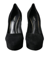 Dolce & Gabbana Svarta pumps med plattform i mocka och läder - EU40/US9.5