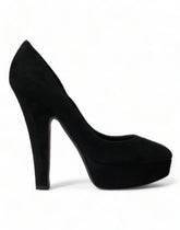 Dolce & Gabbana Black Suede Leather Platform Heel Pumps Shoes - EU40/US9.5 - Heels
