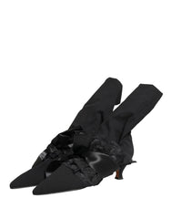 Dolce & Gabbana Mustat Nahan Saappaanikorkoiset Nilkkasaappaat - EU41/US10.5