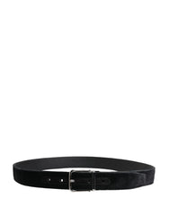 Dolce & Gabbana Black Suede Silver Tone Metal Buckle Men Belt - 95 cm / 38 Inches