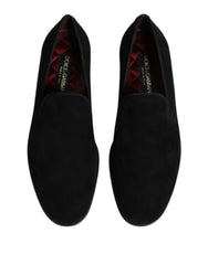 Dolce & Gabbana Black Suede Slip On Loafers Formal Shoes - Flats