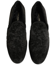 Dolce & Gabbana Black Suede Slip On Men Slippers Loafers Shoes - EU42/US9