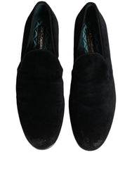 Dolce & Gabbana Black Suede Slip On Slippers Loafers Shoes - EU44/US11