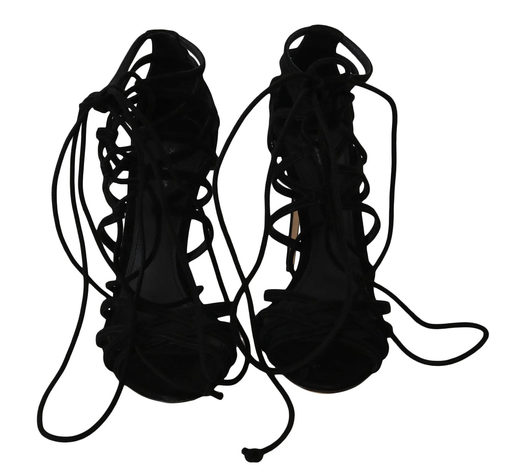 Dolce & Gabbana Black Suede Strap Stilettos Sandals - EU36.5/US6