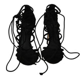 Dolce & Gabbana Black Suede Strap Stilettos Sandals - EU36.5/US6