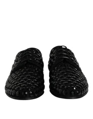Dolce & Gabbana Black Suede Strass Derby Formal Shoes - Shoes