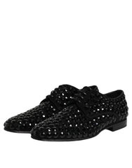 Dolce & Gabbana Black Suede Strass Derby Formal Shoes - Shoes