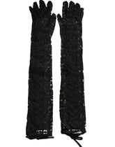 Dolce & Gabbana Black Taormina Lace Elbow Length Gloves - 7.5|S - Gloves & Mittens