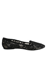 Dolce & Gabbana Black Taormina Lace Slip On Flats Shoes - EU37.5/US7 - Flats