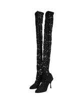 Dolce & Gabbana Black Taormina Lace Socks Boots Pumps Shoes - Boots